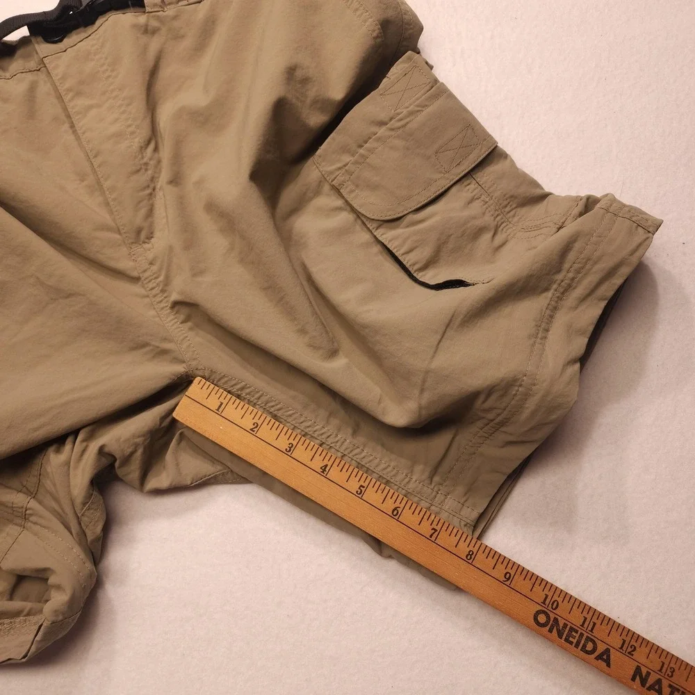 Magellan Fish Gear Swim Shorts Mens L Beige Cargo Belted Mesh Lined